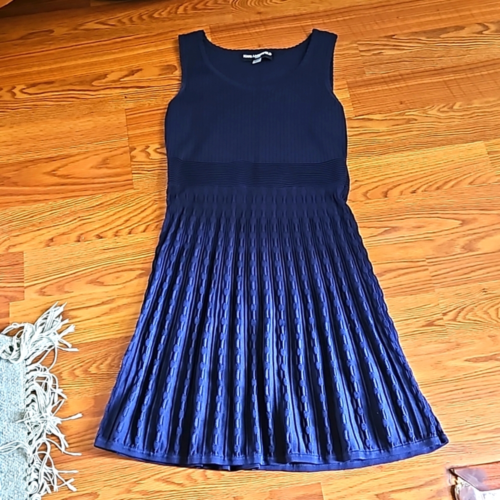 Karl Lagerfeld Knitted Navy Dress